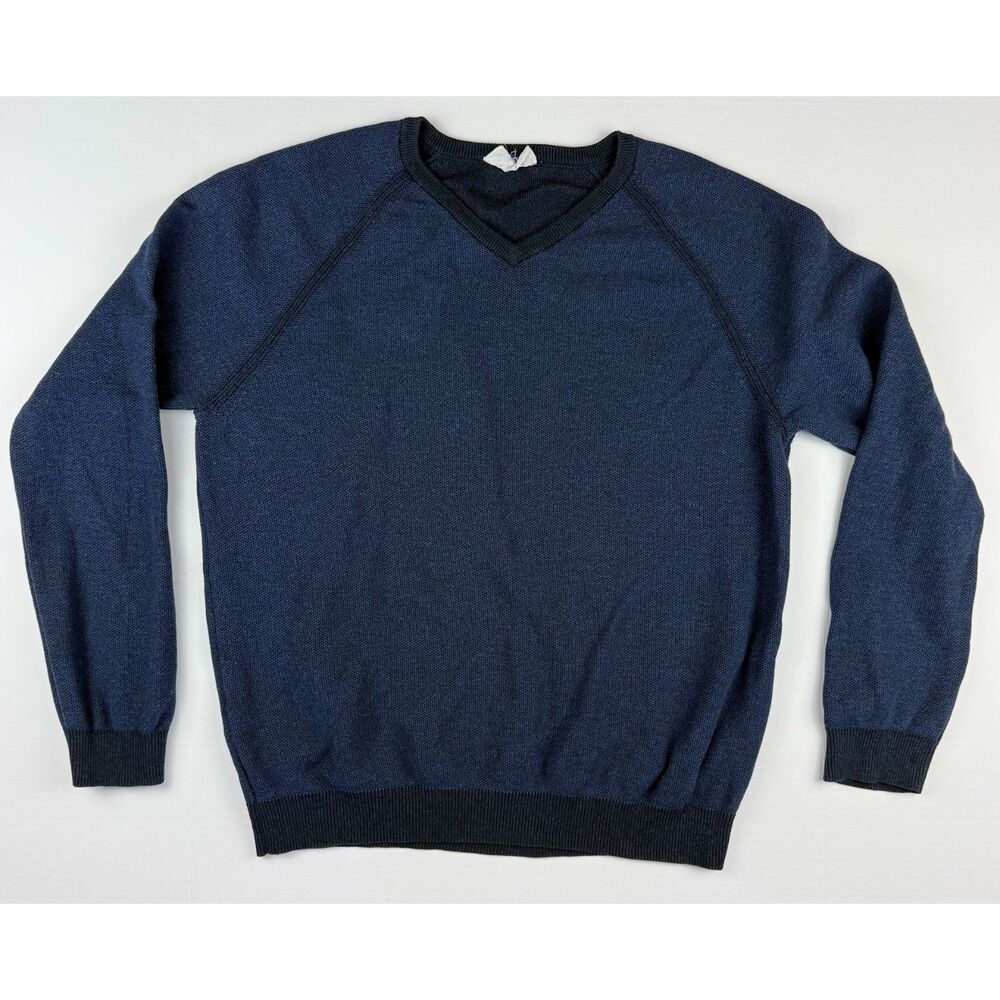Tommy Bahama Reversible V-Neck Sweater Navy Pima Cotton Large